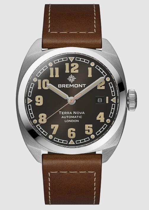 Best Bremont TERRA NOVA 40.5 DATE Black Dial leather strap Replica Watch